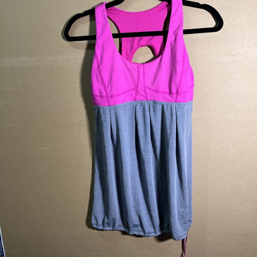 Lululemon Elevate Tank  Bra 8 Gray Pink(sku58)